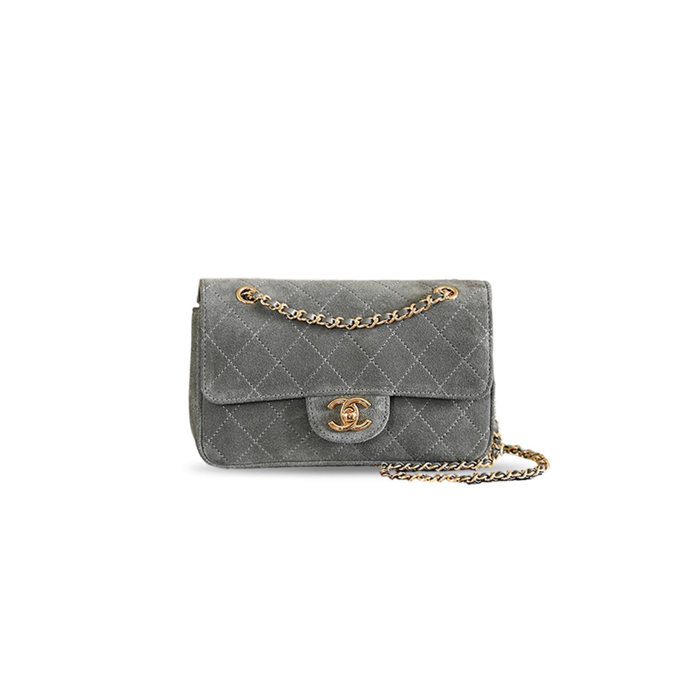 CHANEL SUEDE MINI CLASSIC FLAP BAG AS6627 (20*12*7cm)